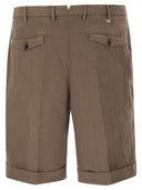 Pt Torino Tailored Bermuda Shorts In Lyocell, Linen And Cotton Blend