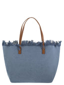 Mc2 Saint Barth City Denim Shopper Bag With Embroidered Logo