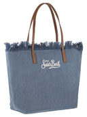 Mc2 Saint Barth City Denim Shopper Bag With Embroidered Logo