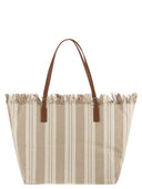 Mc2 Saint Barth City Shopper Bag With Stripes And Embroidered Logo