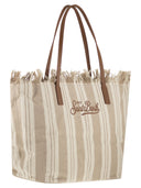 Mc2 Saint Barth City Shopper Bag With Stripes And Embroidered Logo