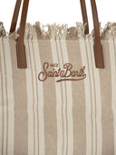 Mc2 Saint Barth City Shopper Bag With Stripes And Embroidered Logo