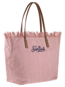 Mc2 Saint Barth City Shopper Bag With Stripes And Embroidered Logo