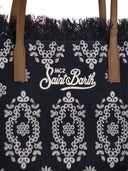 Mc2 Saint Barth City Canvas Shopper Bag With Embroidery And Logo