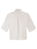Herno Cropped Cotton Shirt With Ribbon Bow