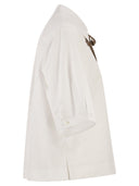 Herno Cropped Cotton Shirt With Ribbon Bow