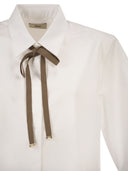 Herno Cropped Cotton Shirt With Ribbon Bow