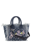 Mc2 Saint Barth Colette Denim Handbag With Bandana Pattern