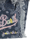 Mc2 Saint Barth Colette Denim Handbag With Bandana Pattern