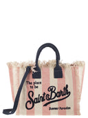Mc2 Saint Barth Striped Canvas Beach Tote Bag With Embroidered Logo