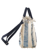 Mc2 Saint Barth Striped Canvas Beach Tote Bag With Embroidered Logo