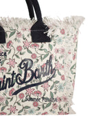 Mc2 Saint Barth Floral Canvas Tote Bag With Frayed Details