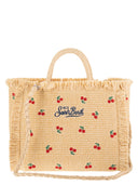 Mc2 Saint Barth Woven Beach Tote Bag With Cherry Embroidery