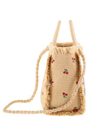 Mc2 Saint Barth Woven Beach Tote Bag With Cherry Embroidery