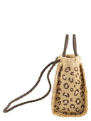 Mc2 Saint Barth Straw Effect Beach Tote Bag With Animal Print