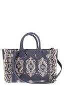 Mc2 Saint Barth Cotton Canvas Tote Bag With Floral Embroidery And Ruffles