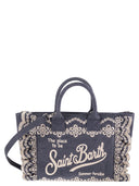 Mc2 Saint Barth Cotton Canvas Tote Bag With Floral Embroidery And Ruffles