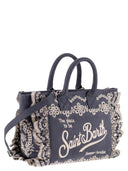 Mc2 Saint Barth Cotton Canvas Tote Bag With Floral Embroidery And Ruffles