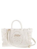 Mc2 Saint Barth White Cotton Bag With Embroidery And Broderie Anglaise Details