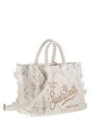 Mc2 Saint Barth White Cotton Bag With Embroidery And Broderie Anglaise Details
