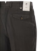 Pt Torino Carrot Trousers In Lyocell And Linen Blend