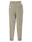Pt Torino Carrot Trousers In Lyocell And Linen Blend