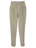Pt Torino Carrot Trousers In Lyocell And Linen Blend