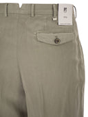 Pt Torino Carrot Trousers In Lyocell And Linen Blend
