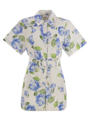 Mc2 Saint Barth Carola Linen Playsuit With Print