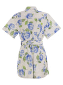 Mc2 Saint Barth Carola Linen Playsuit With Print