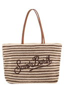 Mc2 Saint Barth Striped Woven Tote Bag With Embroidered Logo