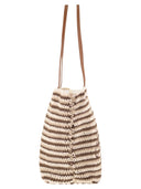 Mc2 Saint Barth Striped Woven Tote Bag With Embroidered Logo