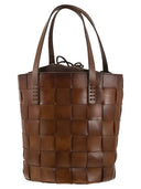 Dragon Box Weave Round Bucket Woven Leather Bucket Bag