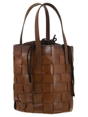 Dragon Box Weave Round Bucket Woven Leather Bucket Bag