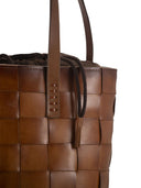 Dragon Box Weave Round Bucket Woven Leather Bucket Bag