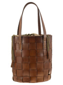 Dragon Box Weave Round Bucket Woven Leather Bucket Bag
