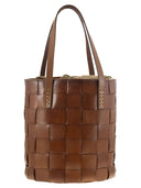 Dragon Box Weave Round Bucket Woven Leather Bucket Bag