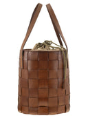 Dragon Box Weave Round Bucket Woven Leather Bucket Bag