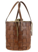Dragon Box Weave Round Bucket Woven Leather Bucket Bag