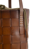 Dragon Box Weave Round Bucket Woven Leather Bucket Bag