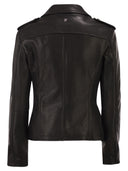 Dondup Lamb Leather Biker Jacket With Asymmetric Zip