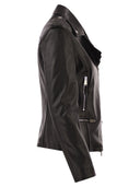 Dondup Lamb Leather Biker Jacket With Asymmetric Zip