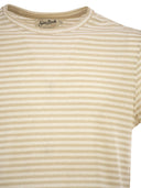 Mc2 Saint Barth Striped T Shirt In Linen And Cotton Blend