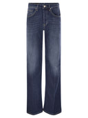 Dondup jeans a gamba larga jacklyn in denim elasticizzato
