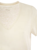 Koszula majestatyczna lniana v szyja z krótkimi rękawami