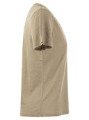 Majestic Linen V Neck T Shirt With Short Sleeves