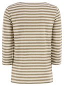 Majestic Striped Linen Boat Neck T Shirt