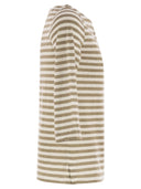 Majestic Striped Linen Boat Neck T Shirt