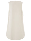 Majestic Sleeveless Stretch Viscose Top With Wide Neckline
