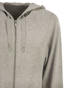 Majestic Hooded Zip Up Sweatshirt In Stretch Viscose